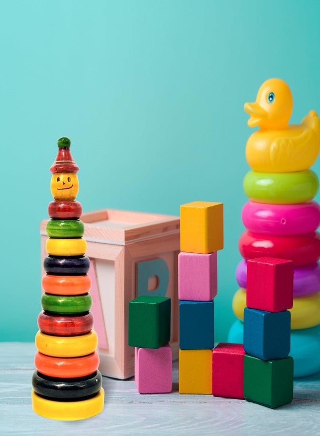 santarms مجموعة حلقات خشبية مصنوعة يدويًا من سانتارمز، ألعاب صديقة للبيئة، حلقات متعددة الألوان قابلة للتكديس، أداة للعب التخيلي والتعلم المبكر للأطفال، مجموعة ألعاب مستدامة وتعليمية من 10 قطع - Image 5